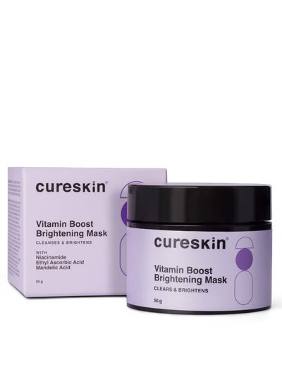 Cureskin Vitamin Boost D Tan Face Mask for Glowing Skin | D Tan Pack for Tan Removal | Fruit Based AHA Tan Removal De Tan Face Pack Mask for Women & Men | Tan Removal Cream